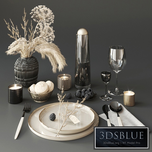 Tableware with heracleum 3DS Max - thumbnail 3