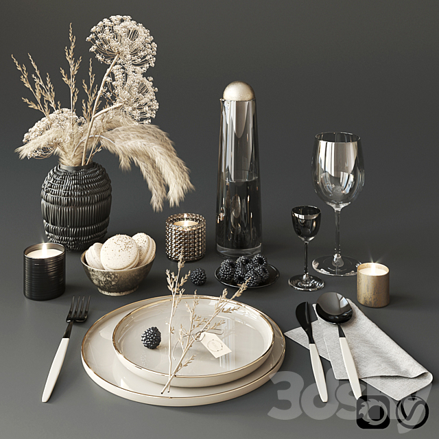 Tableware with heracleum 3DSMax File - thumbnail 1