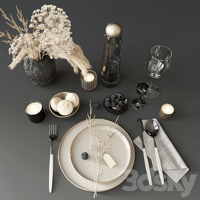 Tableware with heracleum 3DSMax File - thumbnail 2