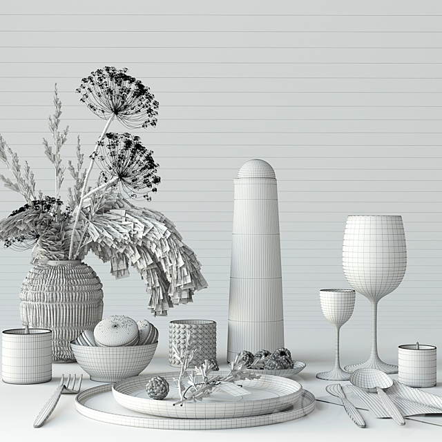 Tableware with heracleum 3DSMax File - thumbnail 3