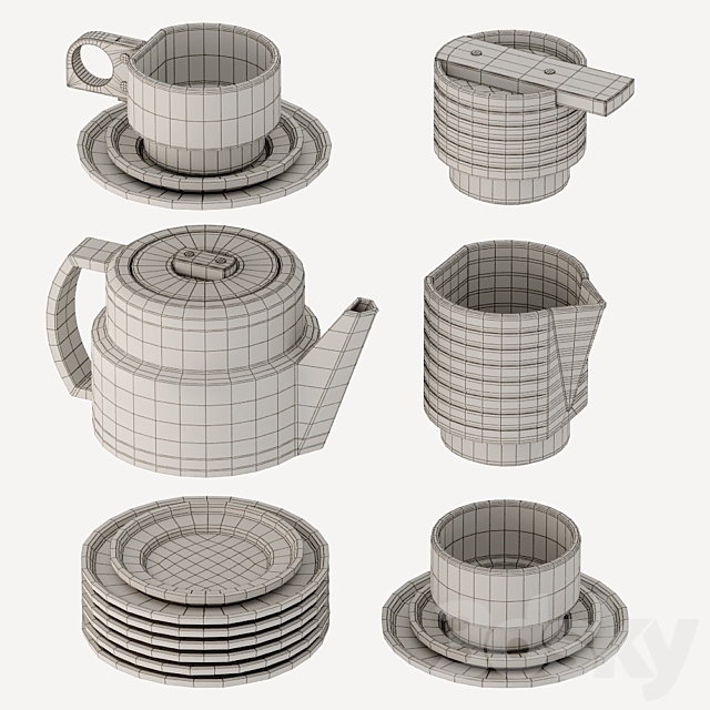 TEA SET 3DS Max Model - thumbnail 3