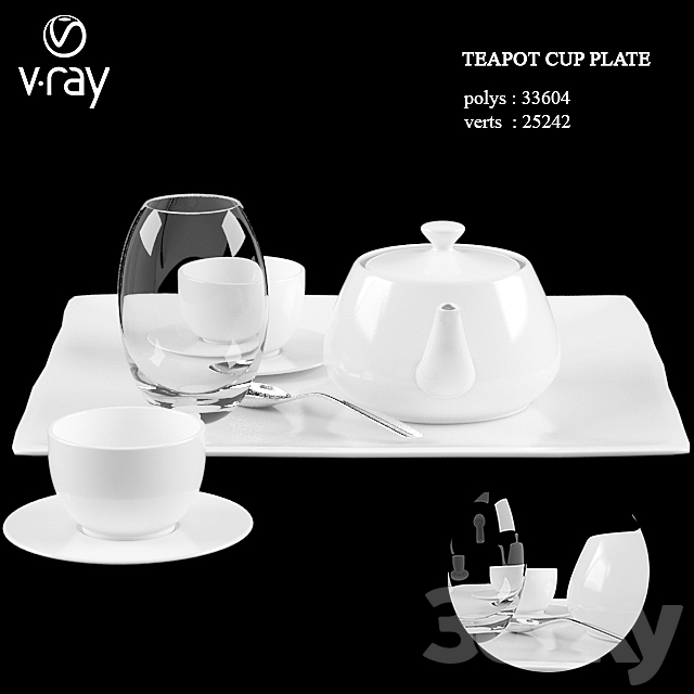 Teapot cup plate 3ds Max - thumbnail 1