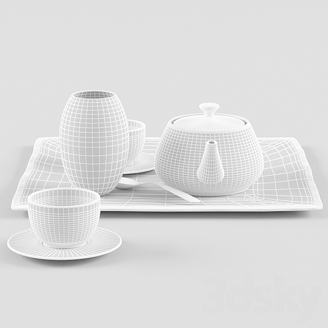 Teapot cup plate 3ds Max - thumbnail 2