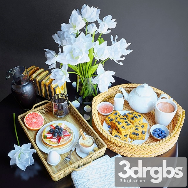 Trays with breakfast 2 3dsmax Download - thumbnail 1