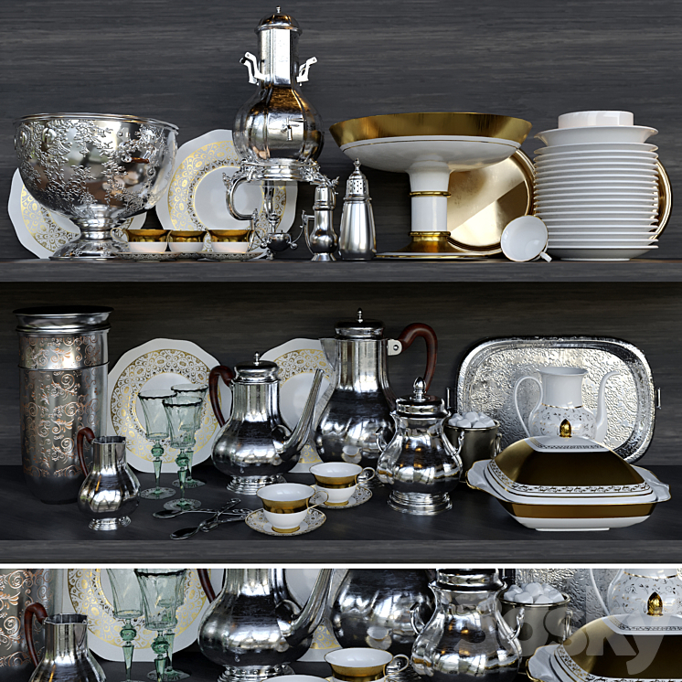 Turkish crockery set 3DS Max - thumbnail 1