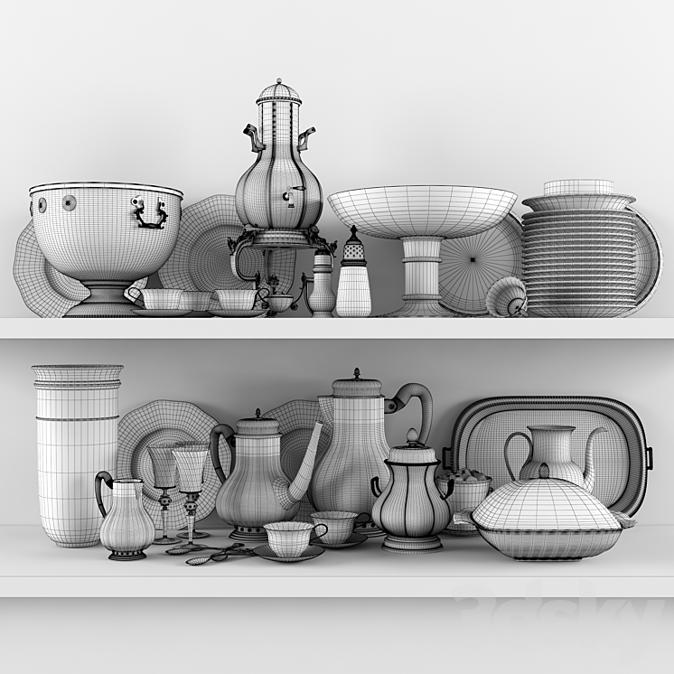 Turkish crockery set 3DS Max - thumbnail 2