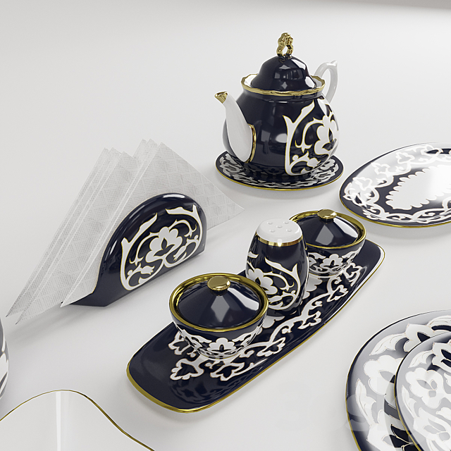 Uzbek National Tableware Buttermilk 3DS Max Model - thumbnail 2