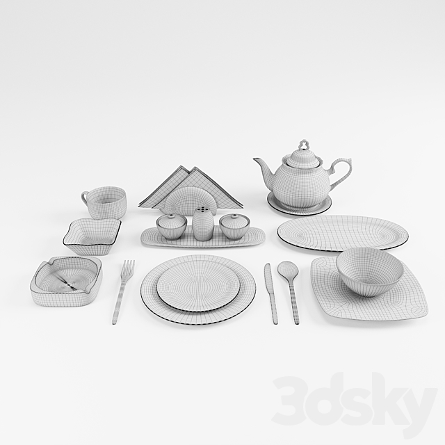 Uzbek National Tableware Buttermilk 3DS Max Model - thumbnail 3