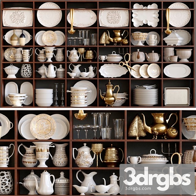 Wardrobe With Classic Dinnerware Set 3dsmax Download - thumbnail 1