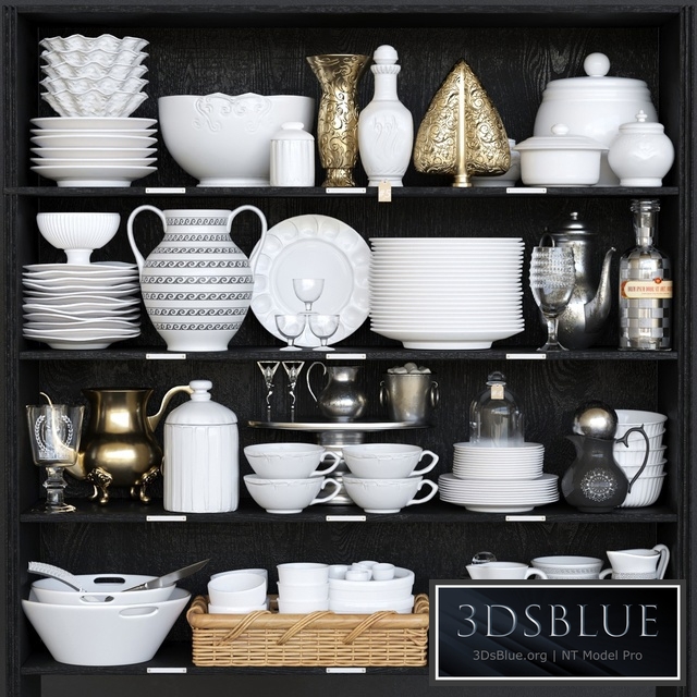 Wardrobe with dishes 4 3DS Max - thumbnail 3