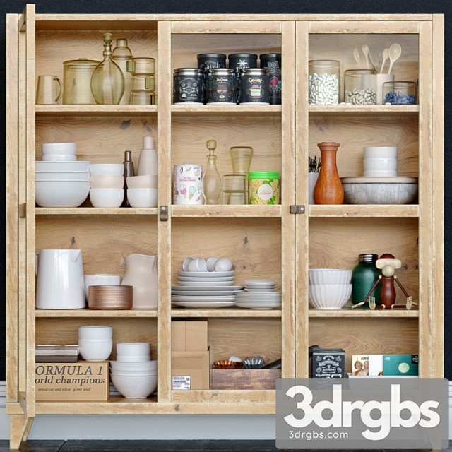 Wardrobe with dishes. kitchen utensils 3dsmax Download - thumbnail 1