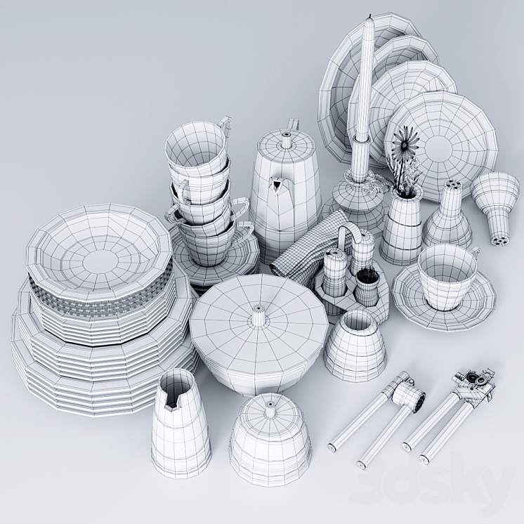 Ware and accessories for kitchen restaurant 3DS Max - thumbnail 2