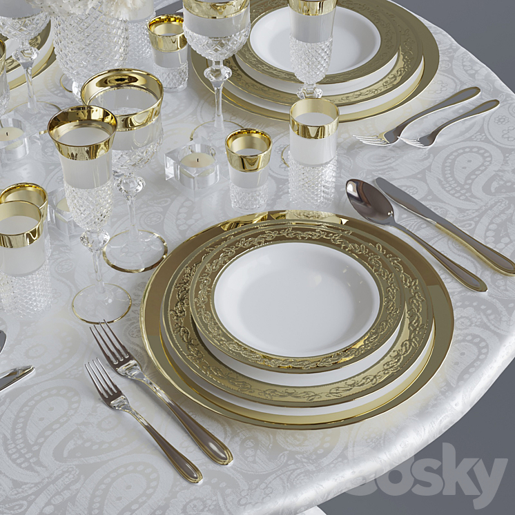 Wedding table 3DS Max - thumbnail 2