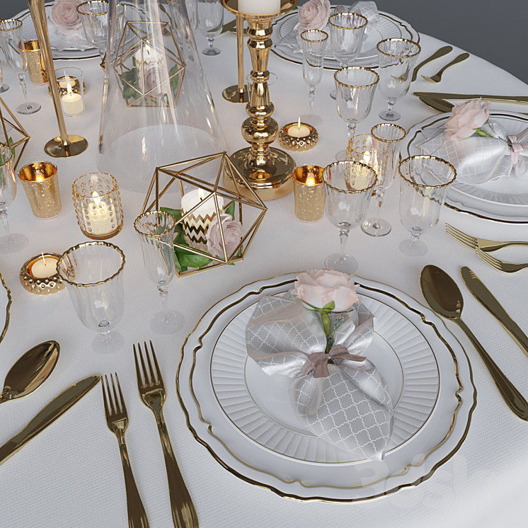 Wedding table setting 1 3DS Max - thumbnail 2