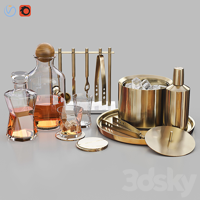 WEST ELM Bar Whiskey Set V2 3DSMax File - thumbnail 1