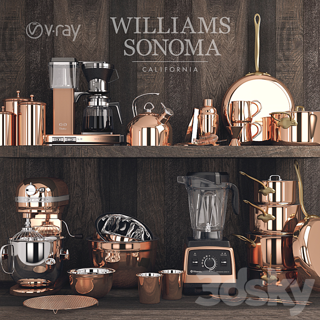 Williams Sonoma Copper Set 3DSMax File - thumbnail 1