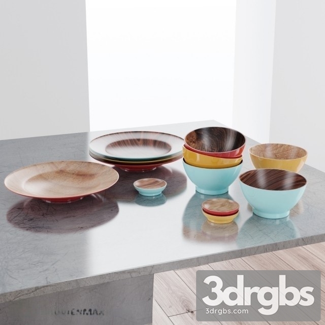 Wood Dishes 3dsmax Download - thumbnail 1