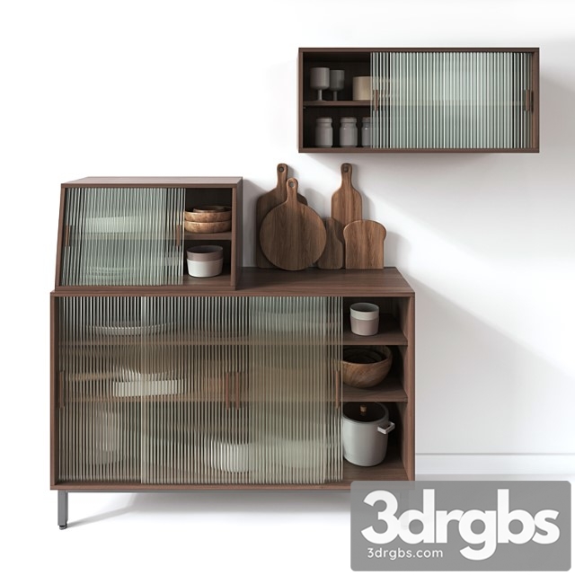 Wooden glass cabinets with kitchen accessories - thumbnail 1