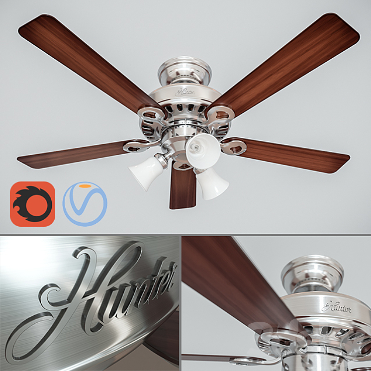 44 "Hunter Ceiling Fan 3DS Max - thumbnail 1