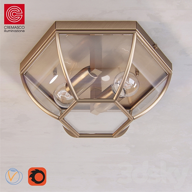 Ceiling light Cremasco 981 _ 2PL-PC-BR.c 3ds Max - thumbnail 1