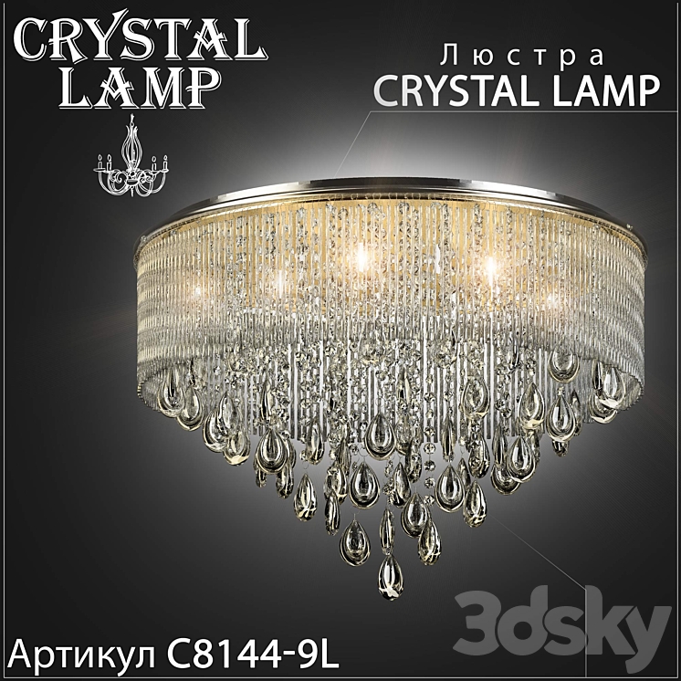 Chandelier Crystal lamp C8144-9L 3DS Max - thumbnail 1