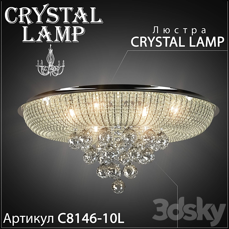 Chandelier Crystal lamp C8146-10L 3DS Max - thumbnail 1