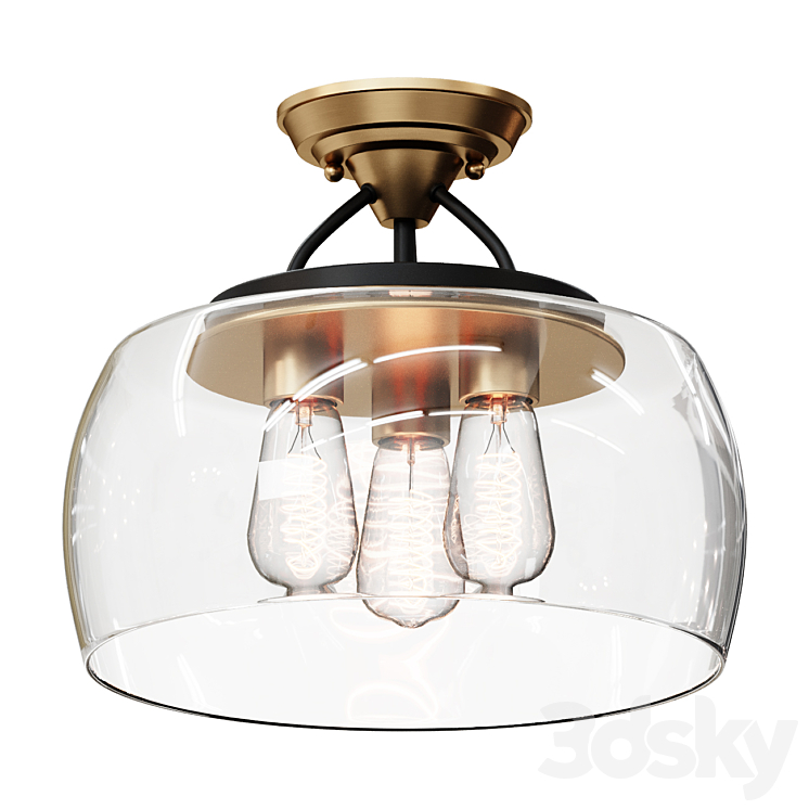 Chandelier MOD BOWL CEILING LIGHT – LARGE SKU FM19050 AB lamp 3DS Max Model - thumbnail 1