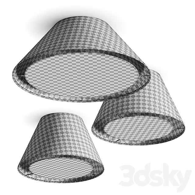 Crate and Barrel White Tapered Linen Ceiling Lamps 3DS Max Model - thumbnail 2