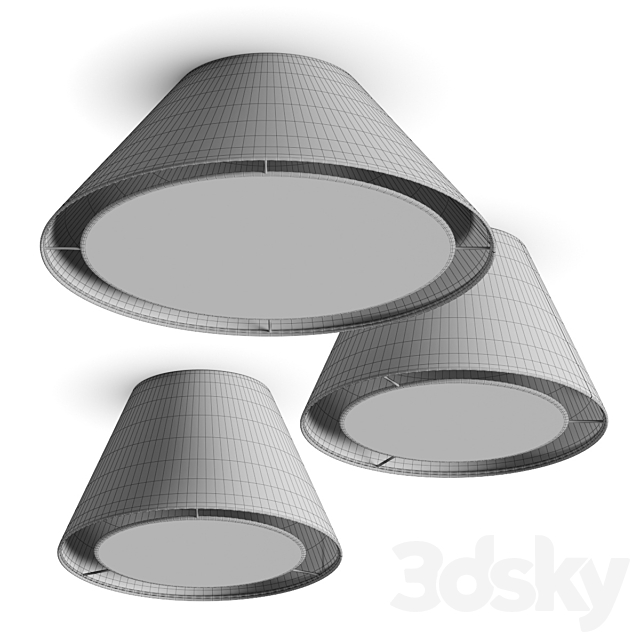 Crate and Barrel White Tapered Linen Ceiling Lamps 3DS Max Model - thumbnail 3