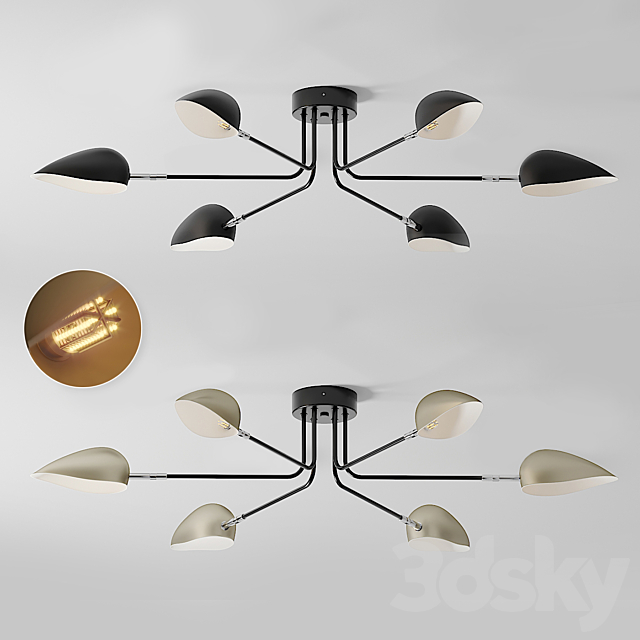 Industrial Modern 3-6 Light Ceiling Lamp 3DSMax File - thumbnail 1