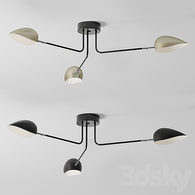 Industrial Modern 3-6 Light Ceiling Lamp 3DSMax File - thumbnail 2