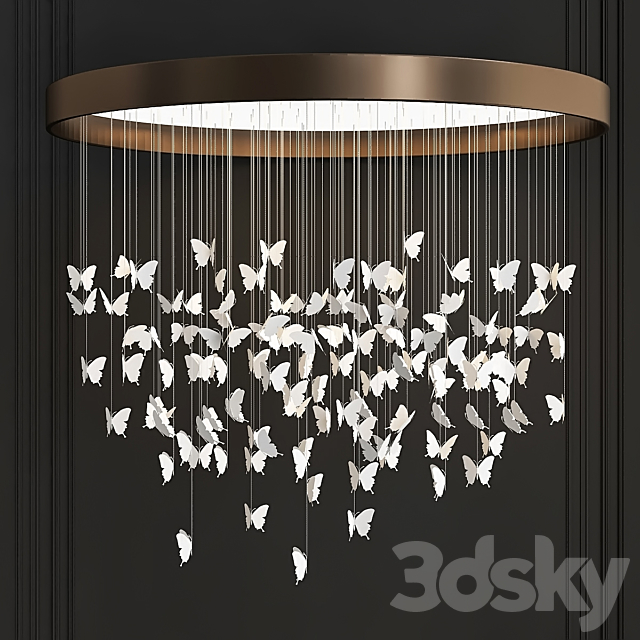 Lote 44 mariposas Chandelier Niagara 3DSMax File - thumbnail 1