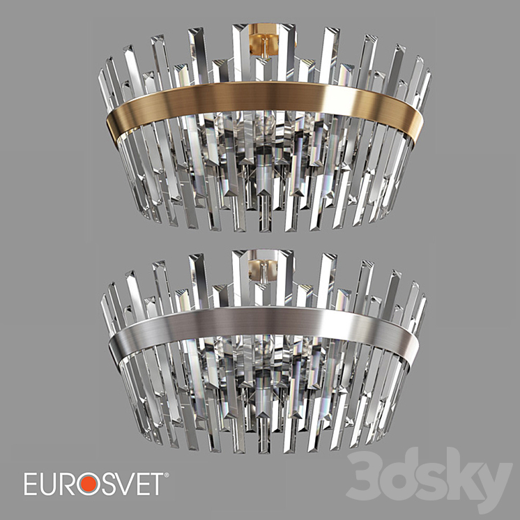 OM Ceiling chandelier with crystal Eurosvet 10111\/8 Steccato 3DS Max - thumbnail 1