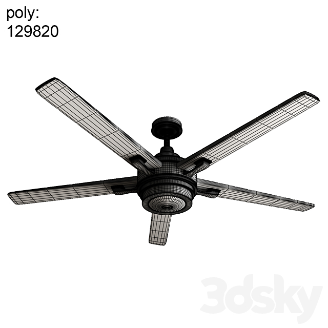 Pottery barn Benito Ceiling Fan Bronze 3DSMax File - thumbnail 2