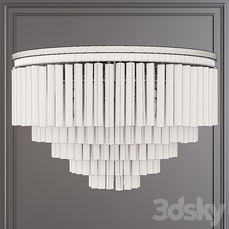 Restoration Hardware 1920S ODEON CLEAR GLASS FRINGE 5-TIER FLUSHMOUNT Black 3DS Max - thumbnail 2