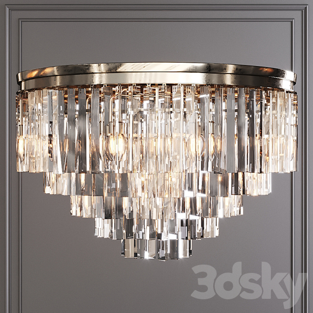 Restoration Hardware 1920S ODEON CLEAR GLASS FRINGE 5-TIER FLUSHMOUNT Nickel 3DSMax File - thumbnail 1