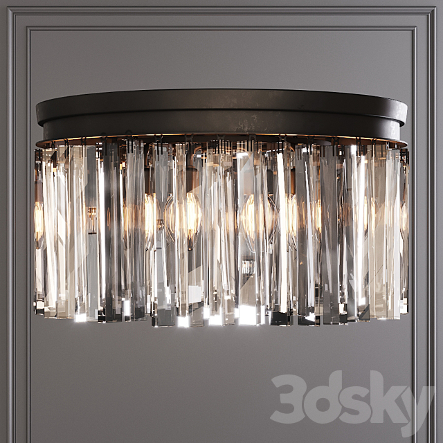 Restoration Hardware 1920S ODEON RHYS CLEAR GLASS PRISM ROUND FLUSHMOUNT 20 Black 3ds Max - thumbnail 1