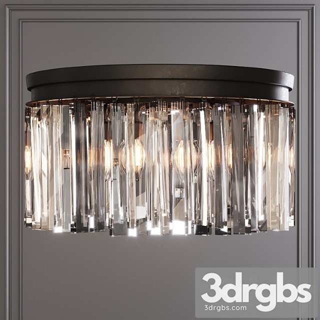 Restoration hardware 1920s odeon rhys clear glass prism round flushmount 20 black 3dsmax Download - thumbnail 1