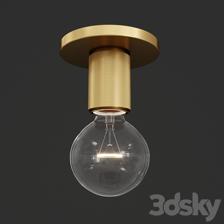 RH Utilitaire Socket Flushmount Brass 3DS Max - thumbnail 1