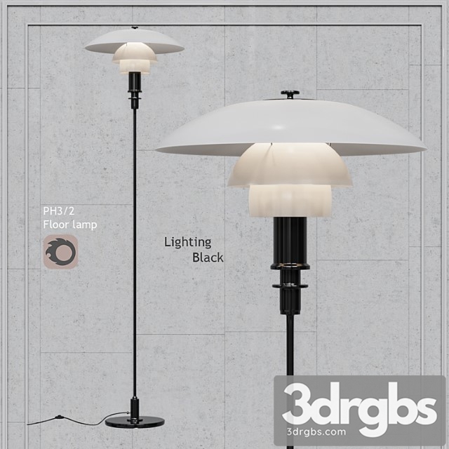 2 floor lamp black body white glass 3dsmax Download - thumbnail 1