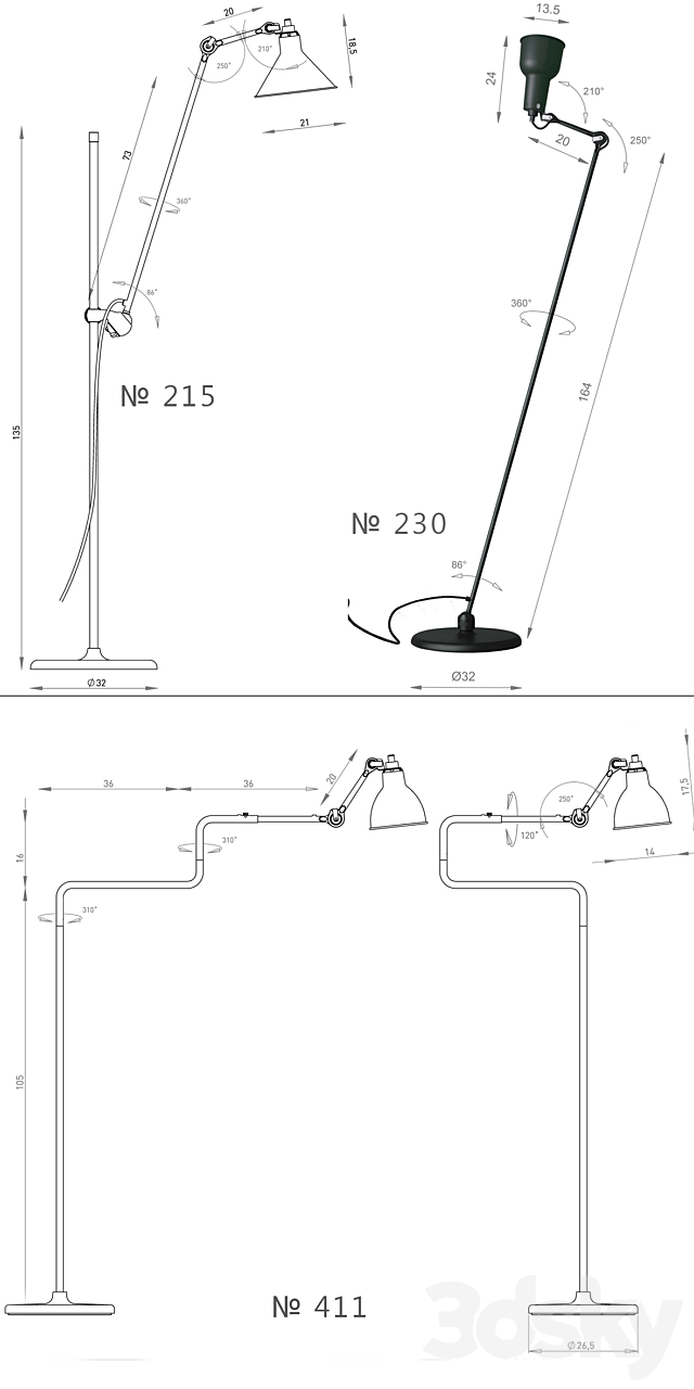 A series of floor lamps La Lampe Gras (France) 3ds Max - thumbnail 3