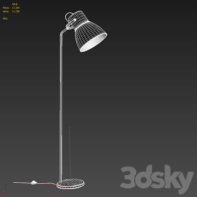 A set of floor lamps. IKEA HEKTAR  Grant Floor Lamp EU Black 3DSMax File - thumbnail 4