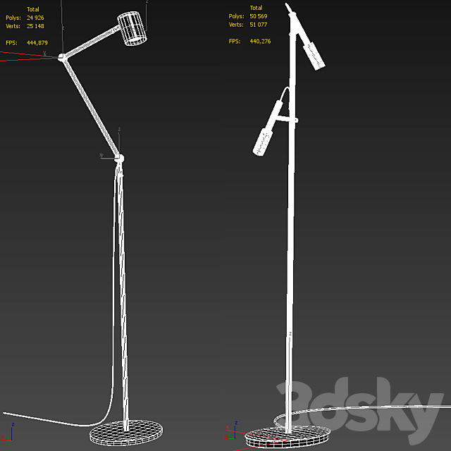 A set of floor lamps. IKEA NYMÅNE. PANZERI TUBINO 3DSMax File - thumbnail 3