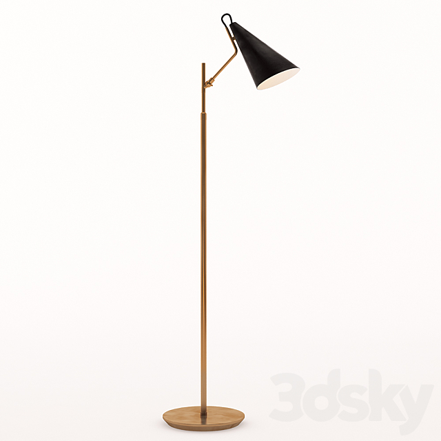 ARN 1010HAB-BLK AERIN Modern Clemente Floor Lamp In Hand-Rubbed Antique Brass With Black 3ds Max - thumbnail 1