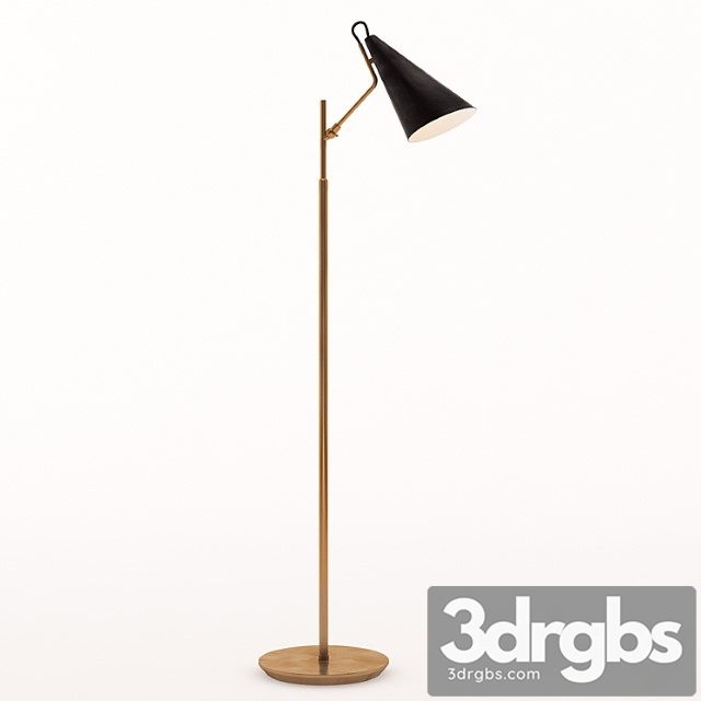 Arn 1010hab-blk aerin modern clemente floor lamp in hand-rubbed antique brass with black - thumbnail 1