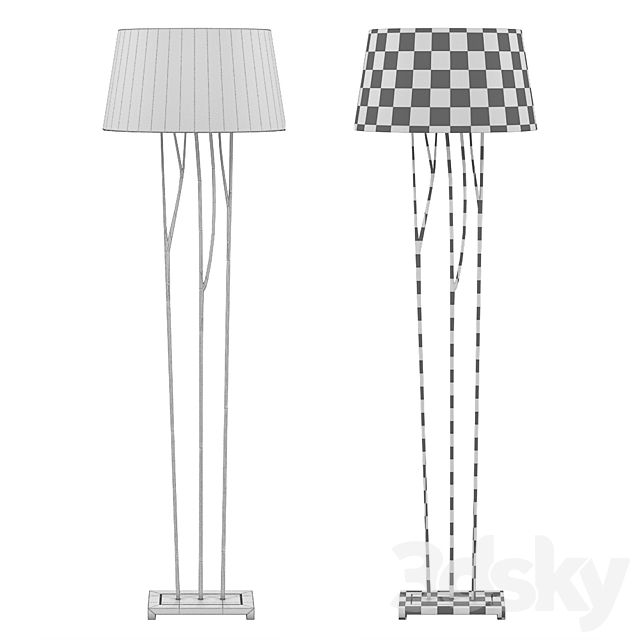 Aspen Floor Lamp with Natural Paper Shade 3DS Max Model - thumbnail 2