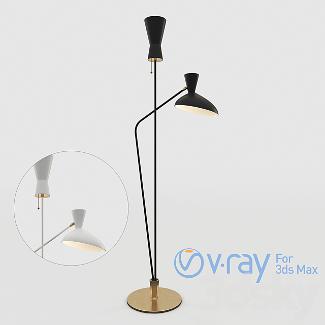 Austen Large Dual Function Floor Lamp 3DSMax File - thumbnail 1