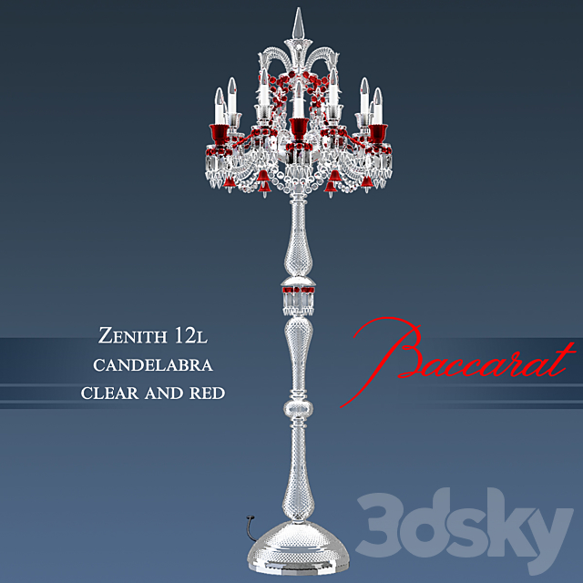 Baccarat – Zenith 12L candelabra clear and red 3DSMax File - thumbnail 1