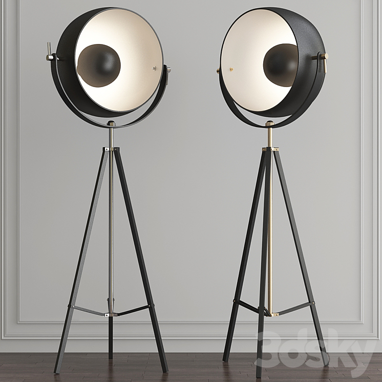 Backstage Matte Black & Polished Nickel Floor Lamp by ELK Home 3DS Max - thumbnail 1