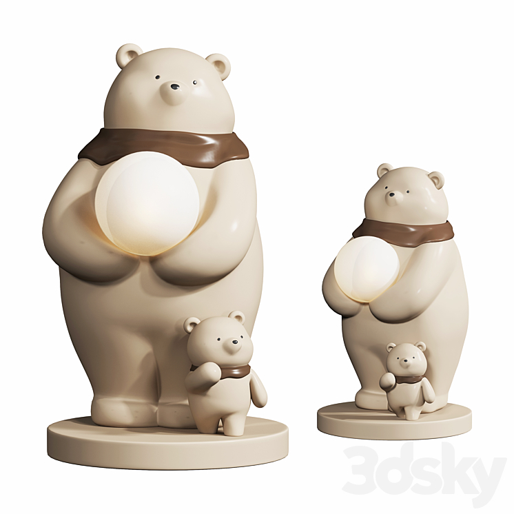 bear sculpture floor lamp living room sculpture decorations 3DS Max Model - thumbnail 1